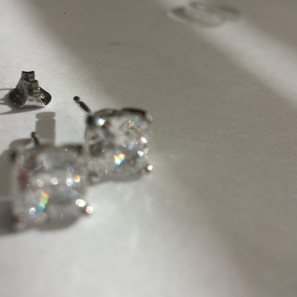 14k White Gold Stud Earrings Solid Gold 14k - Picture 14 of 15